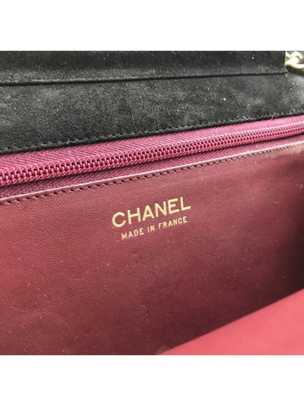 Chanel CC Logo Quilted Suede Chain Shoulder Bag Black Push Lock